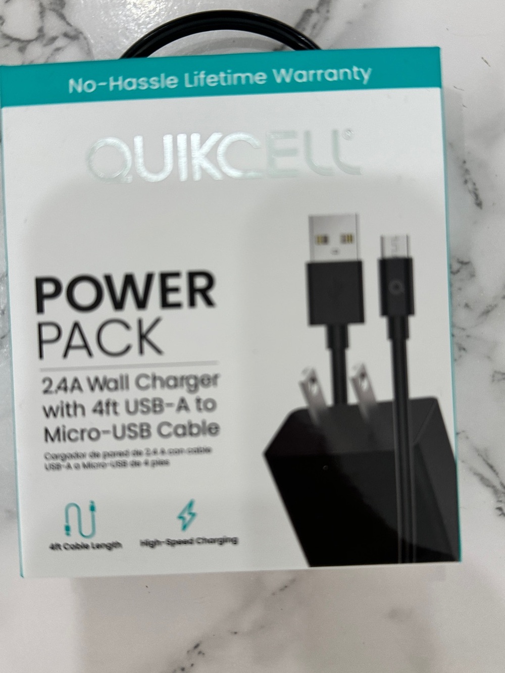 QuickCell 2.4A Wall Charger + 4FT Micro USB Cable NEW